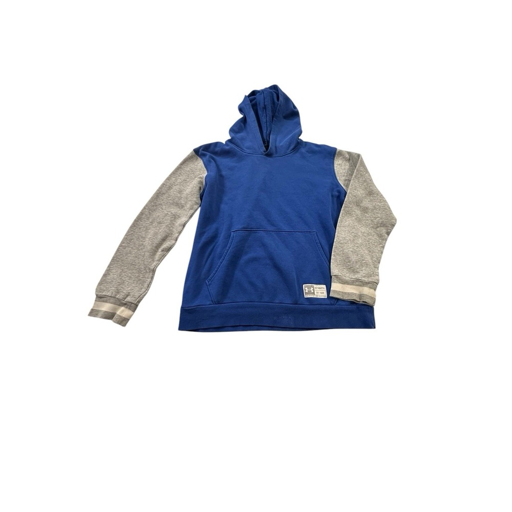Under Armour Hoodie Boys XL Gray Blue Pullover‎ Hooded Long Sleeve Youth Top EUC